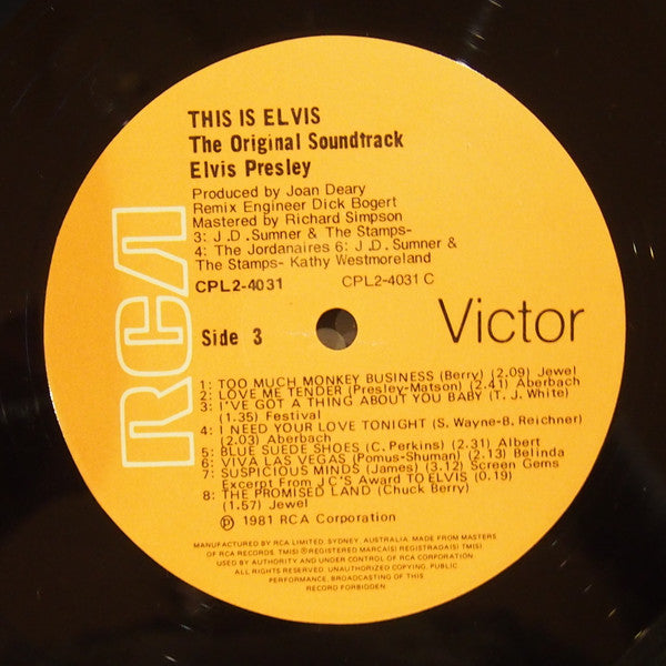 Elvis Presley : This Is Elvis (Selections From The Original Sound Track) (2xLP, Comp)