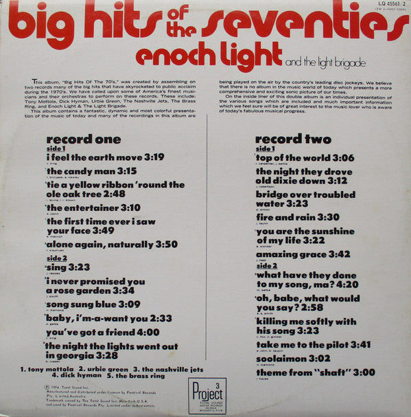 Enoch Light : Big Hits Of The Seventies (2xLP, Album, Quad, Gat)