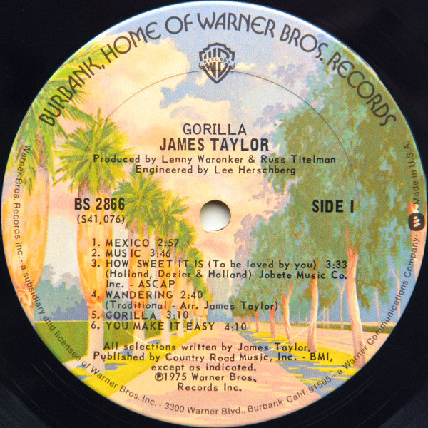 James Taylor (2) : Gorilla (LP, Album, San)