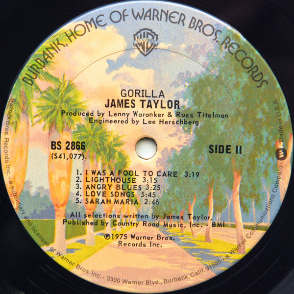 James Taylor (2) : Gorilla (LP, Album, San)