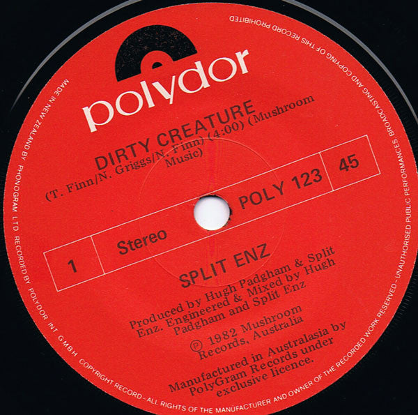 Split Enz : Dirty Creature (7", Single, Ltd)