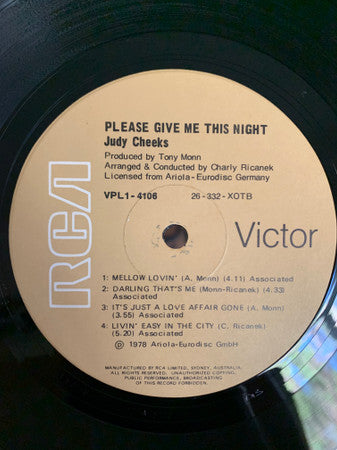 Judy Cheeks : Please Give Me This Night (LP, Album)