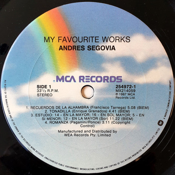 Andrés Segovia : My Favourite Works (LP, Album, Gat)