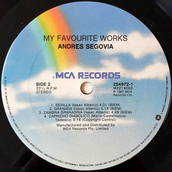Andrés Segovia : My Favourite Works (LP, Album, Gat)