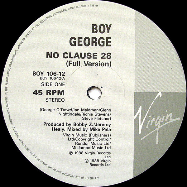 Boy George : No Clause 28 (12")