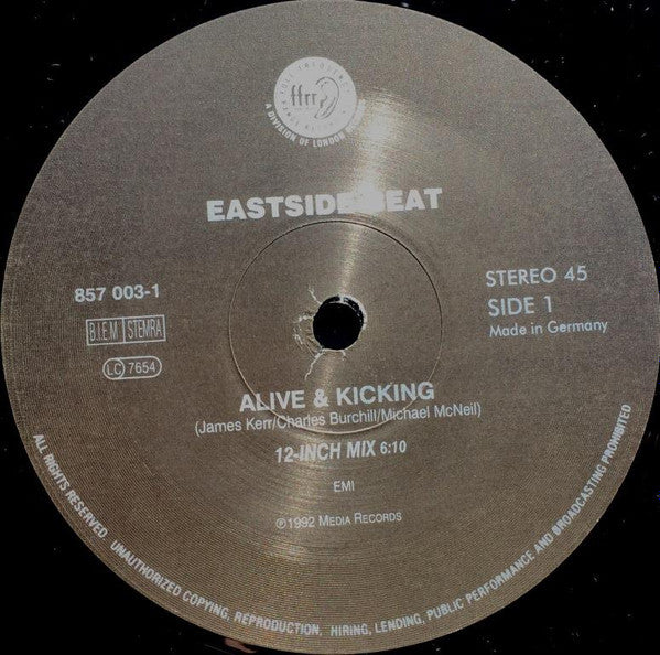 East Side Beat : Alive & Kicking / Ride Like The Wind (12")