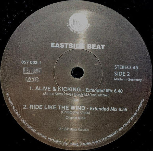 East Side Beat : Alive & Kicking / Ride Like The Wind (12")